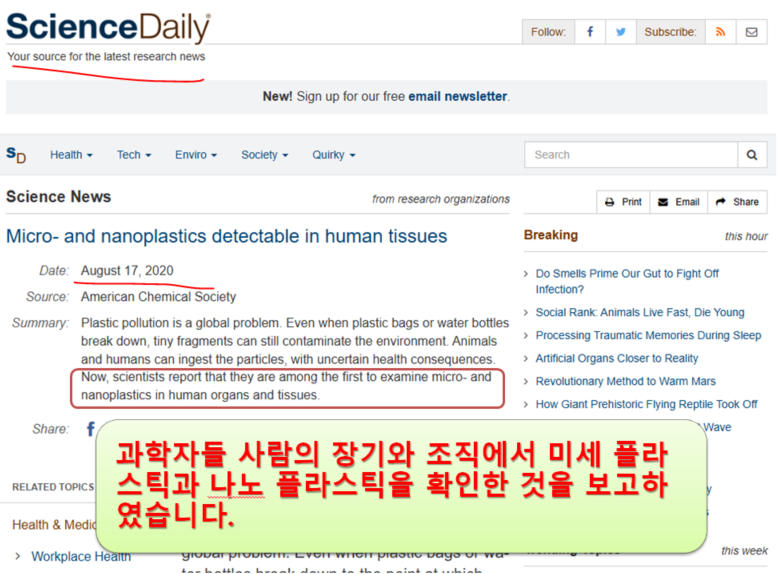 인체에서 발견된 미세 플라스틱 논문