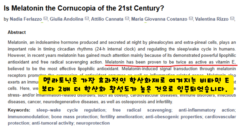 멜라토닌의 항산화 효능 논문
